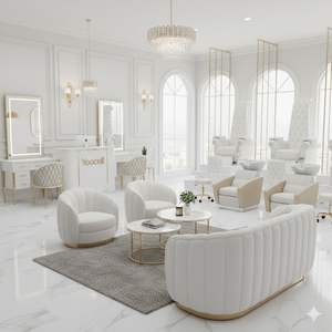 Mobilier de salon de beauté moderne et luxueux en bois blanc pour centres commerciaux et hôtels - Product Image 3