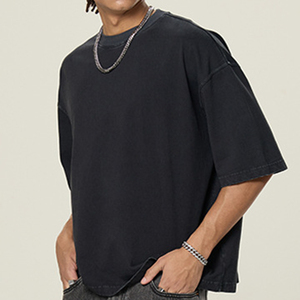 Heavy Weight Oversize T-shirt 100% Cotton Cropped <b>Tshirts</b> Custom Logo Boxy Fit Blank Streetwear Men T-Shirt for men - Product Image 2