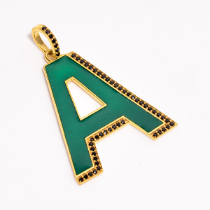 Superbe pendentif minimaliste en argent sterling 925 plaqué noir avec zircon blanc de qualité AAA, pavé, pour anniversaire - Product Image 1