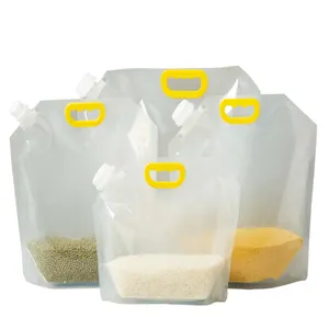 Customized biodegradable stand up pouch food packing plastic bag with mouth for cereals and beans seed packaging bag