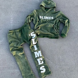 Survêtement 2 pièces délavé avec patchs pour hommes New Winter Wear Outlook Branded Article Best Selling Jogging Set - Product Image 4