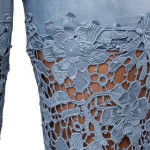 Jeans en denim personnalisés OEM pour femmes, style floral, tendance, déchirés, à jambes larges, vente en gros, nouveau style - Product Image 3