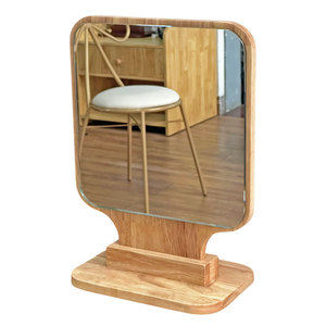 GNG008 Square Single-Sided <b>Foldable</b> Desktop Makeup <b>Mirror</b> with ABS Finish Natural Wood Frame Standing Cosmetic <b>Mirror</b> Style - Product Image 1