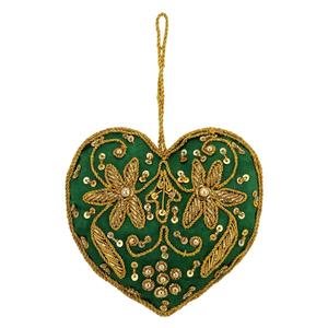 Artesanía Colgante con Diseño de Corazón en Zari |   Tela con Cuentas y Bordado con Hilo Dorado para Decoración del Hogar, Regalos y Marca - Product Image 3