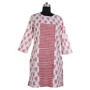 Tunique indienne bohème imprimée Kurta longue en coton, tunique de créateur, vêtements de plage pour femmes, vêtements d'été, impression à la main, mariage adapté - Product Image 2