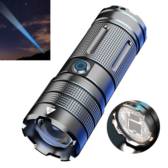 Powerful 2000 Lumens Long Range White Lazer Flashlight Waterproof Zoom Torch Light Rechargeable LED Lazer Flashlight