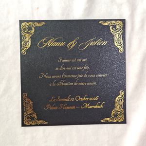 5x7 الأسود والذهبي ختم الساخنة احباط بطاقات دعوة الزفاف لحفلات الزفاف الزفاف الحلو 16 Quinceanera عيد ميلاد دعوات 15 سنة - Product Image 5