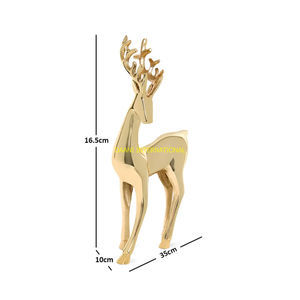 Aluminum Gold Deer Figurine Tall Modern Reindeer Statue Elegant Handmade Animal Sculpture Luxury Decorative Home <b>Decor</b> - Product Image 4