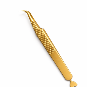 Professional Gold Lash Tweezers Curved Tip Easy Grip <b>Eyelash</b> Extension Tool Volume Lash <b>Applicator</b> - Product Image 6