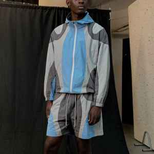 Ensemble short et coupe-vent unisexe de haute qualité pour l'été Ensemble de short et coupe-vent en nylon couleur propre à votre logo avec fermeture éclair complète deux pièces - Product Image 2