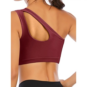 Sujetador deportivo de alto soporte para gimnasio, entrenamiento, Halter, Espalda descubierta, sin costuras, un solo hombro, sujetadores deportivos extraíbles para mujer - Product Image 4