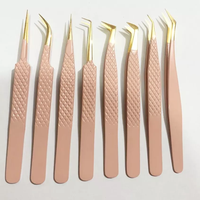 Pinces à cils Jackbilly JB-0023 personnalisées en acier inoxydable, pointe en fibre, pointe nano, lot de 5, précision, antistatiques, durables, plasma