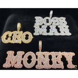 Bijoux en gros personnalisés personnalisés VVS Lab Grown Diamond Pendentif en argent sterling 925 plaqué nom - Product Image 5