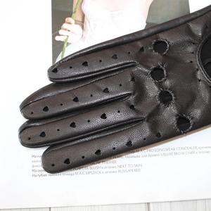 Gants de conduite d'été pour femmes avec conception de trou d'air Section mince en cuir de mouton non doublé Nouveaux gants respirants creux - Product Image 6