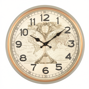 นาฬิกาแขวนผนังรูปแผนที่โลก JUSTAMINUTE สีเบจ ขนาด 30 ซม. รุ่น 21559 - Product Image 2