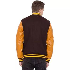 Blouson bombardier de baseball OEM personnalisé de haute qualité avec manches en cuir brodé chenille. Veste d'université de Baseball - Product Image 2
