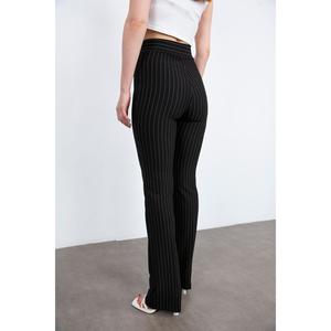Pantaloni Palazzo a vita alta a righe bianche e nere