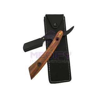 Soporte de hoja de afeitar de peluquero Manual de madera de acero inoxidable alemán para hombres de alta calidad, maquinilla de afeitar recta de cara ligera reutilizable, nuevo - Product Image 1