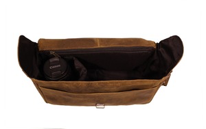 Diseño de cuero genuino DSLR Cámara Vintage bolso de hombro Messenger Satchel Insert se adapta a - Product Image 6