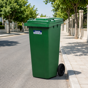Poubelle de recyclage extérieure en plastique écologique de 120 litres et 100 litres, à poser au sol - Product Image 2