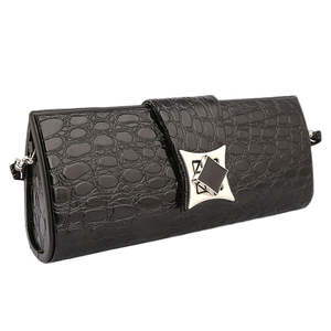 Bolso de mano con estampado de cocodrilo para mujer - Negro - Product Image 2