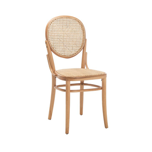 Scandinavian-Inspired dining <strong>Chair</strong> with Rich Wooden Seat and rounded <strong>rattan</strong> accent backrest Great for Contemporary Country Homes - Product Image 6