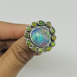 Amazing Aurora Opal <b>Ring</b> 925 Sterling Silver <b>Ring</b> Handmade Jewelry <b>Promise</b> <b>Ring</b> Aurora Opal <b>Ring</b> Women <b>Ring</b> Gemstone <b>Ring</b> - Product Image 3