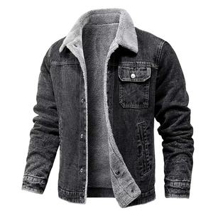 Men's High Street Vintage Solid Denim <b>Jacket</b>-Eco-Friendly & Windproof Casual Winter Outerwear - Product Image 4