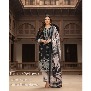 Ensemble Salwar Kameez 3 pièces de luxe moderne et décontracté, broderie et imprimé numérique, séchage rapide, Khaddar, Collection Hiver 2025 pour femmes, Masoori - Product Image 2