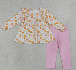 ชุดเสื้อผ้ากางเกงเลกกิ้งลายฟักทองสำหรับเด็กผู้หญิง - Product Image 6