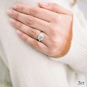 Anillo de diamante cultivado en laboratorio con cojín de 14K, anillo de diamante creado en laboratorio de oro de 6mm para banda de compromiso de boda - Product Image 4