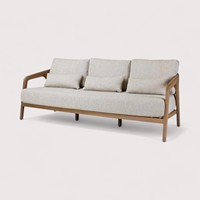 Canapé 3 places de style européen de luxe italien avec housse amovible en tissu imperméable et lit d'appoint en bois de teck pour salle à manger et cuisine