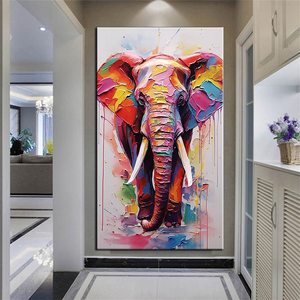 Homedecor pintado a mano pintura al óleo calle Graffiti Color Animal salvaje moderno cuadro abstracto elefante pared arte acrílico <span class=keywords><strong>lienzo</strong></span> - Product Image 5