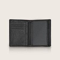 Dompet kulit pria, kualitas Premium dompet pendek jenis penutupan terbuka dengan lapisan poliester pemegang kartu kredit pemblokiran RFID