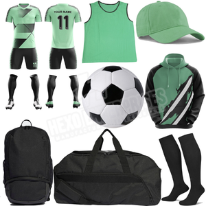 Ensembles d'uniformes de football Kits d'uniformes de football d'entraînement de match de sublimation de couleur unie avec sweats à capuche sac de sport chaussettes chaussures et balle - Product Image 1