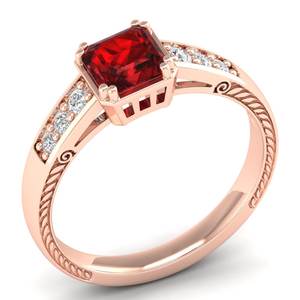 โรงงาน REYES ขายตรง แหวนทองคำแท้ 14K 18K ประดับพลอยโกเมนทรงเหลี่ยม 0.75 กะรัต สำหรับผู้หญิง เครื่องประดับมอยส์ซาไนต์ VVS - Product Image 2