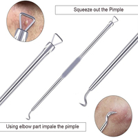 4 pièces aiguilles pour enlever les points noirs d'acné extracteur de taches de bouton en acier inoxydable traitement de l'acné aiguille pour le visage outil de soin propre