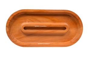 Plateau à collations en bois de forme ovale avec support mobile intégré, plateau de service multifonctionnel fait main pour lit, canapé ou bureau - Product Image 2