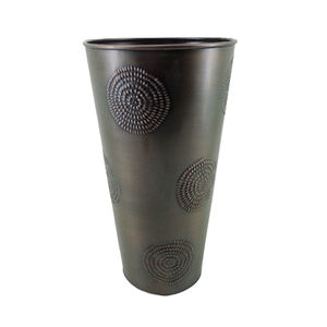 Ensemble de jardinières rondes en métal tendance de 3 pots de fleurs de couleur bronze pour la décoration intérieure et extérieure - Product Image 5