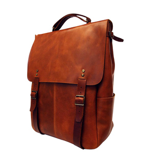 Moda moda PU cuero College School Bag hombres Mochila de cuero - Product Image 2