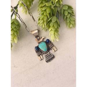 Pendentif Shawn Cayatineto Turquoise Thunderbird multi-pierres et argent sterling avec technologie d'incrustation à sertissage clos - Product Image 4