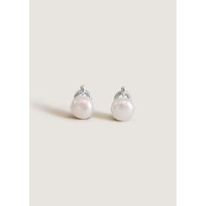 Pendientes de Plata con Perlas en Forma de Rosa - Product Image 1