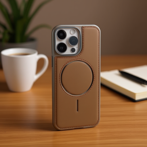 เคสหนังแท้หรูหราพร้อมที่วางแหวนแม่เหล็กสำหรับรุ่น 13/14 ดีไซน์สีพื้น - Product Image 3