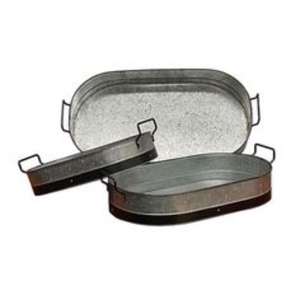 Plateau de service en métal galvanisé patiné pour une utilisation dans les cuisines domestiques rustiques ou les salles à manger extérieures avec un décor d'inspiration fermière - Product Image 2