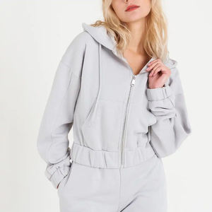 Sweats à capuche ajustés à fermeture éclair personnalisables pour femmes, vêtements de sport respirants pour la salle de sport, été et hiver - Product Image 4
