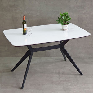 Modern Style 130x80cm Rectangular <b>Dining</b> <b>Table</b> with Tiled Top and Rounded Iron Legs Stable and Assembled BA68185 - Product Image 2