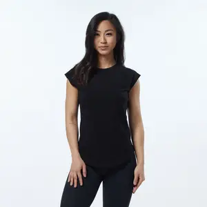 2024 New Design Custom V-neck Short Stylish Sleeve Blank Cotton Basic Woman Tops and T shirt