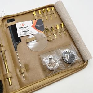 Juego de herramientas de pinzas para extensiones de cabello Remy con microperlas, pinzas multifuncionales de punta curva de plasma dorado, protectores de calor y microperlas - Product Image 6