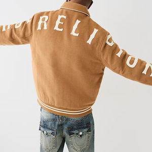 Veste bomber varsity pour homme en gros 2025, col montant fin, avec patchs en chenille, design de baseball personnalisé, haute qualité - Product Image 2