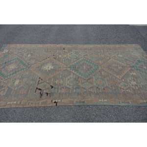 Tapis turc traditionnel Beige vert 4.8x 9.4ft fait à la main tapis de salon Design Aubusson rectangulaire pour chevet - Product Image 3